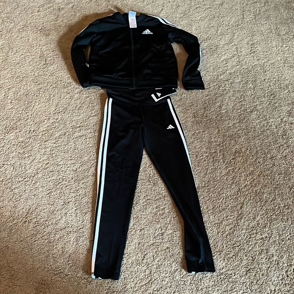 Adidas size 14 black and white jogger set